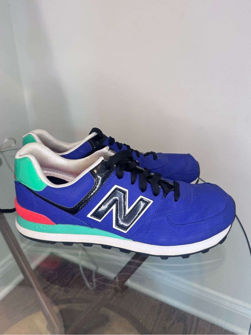 New Balance Woman’s 574 Pop Tropical Purple blue & teal tennis shoes sneakers 10
